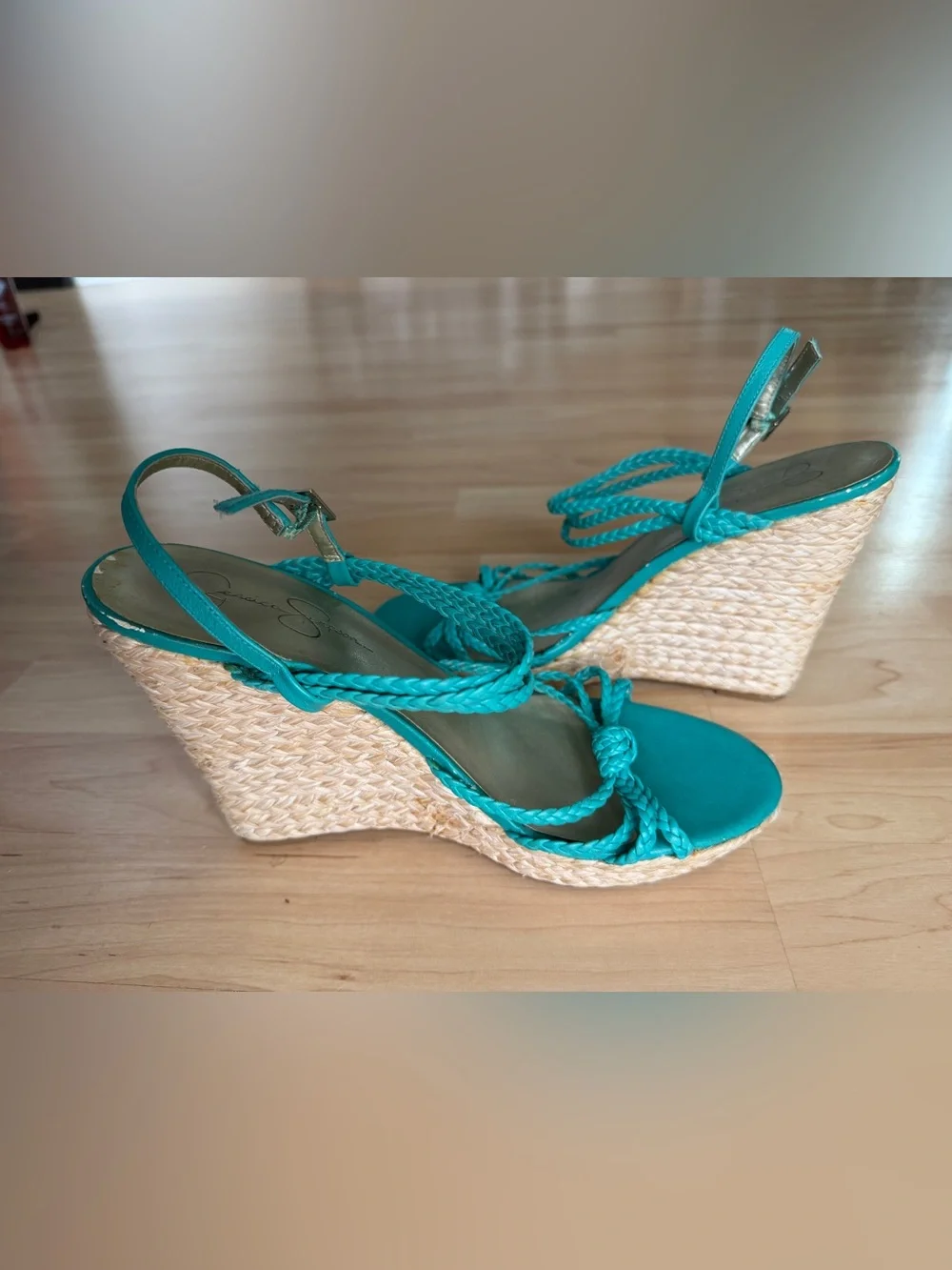 Jessica Simpson - Turquoise Braided Espadrille Wedge Sandals